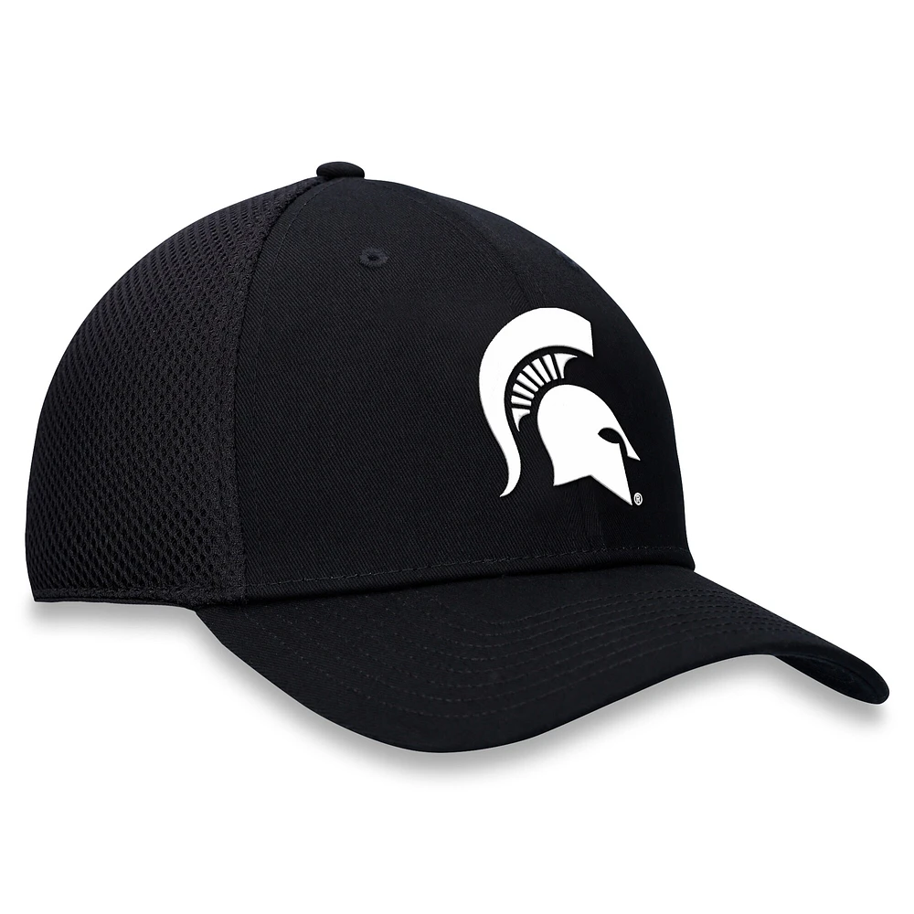 Men's Top of the World Black Michigan State Spartans Spacer Flex Hat