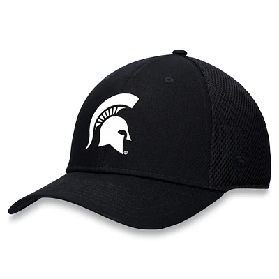 Men's Top of the World Black Michigan State Spartans Spacer Flex Hat