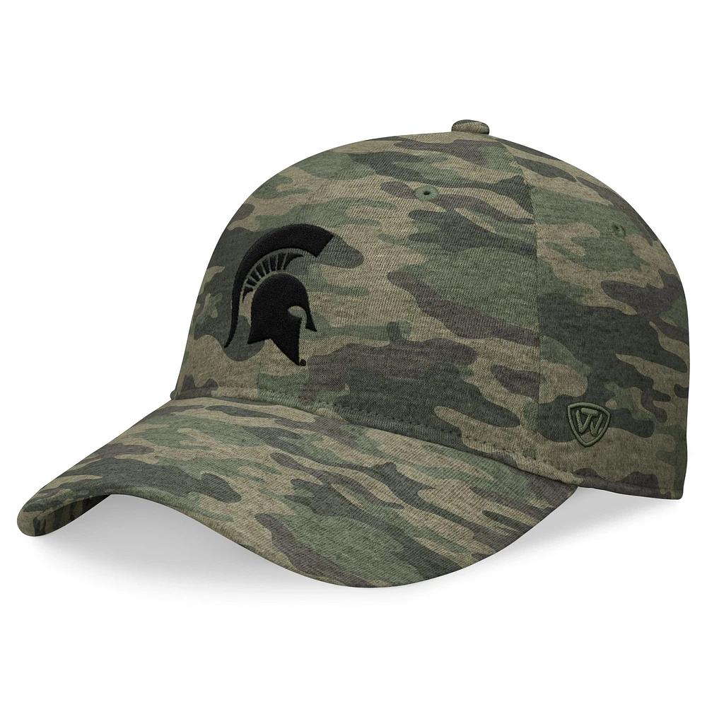 Casquette réglable pour hommes Top of the World Camo Michigan State Spartans OHT Military Appréciation Hound