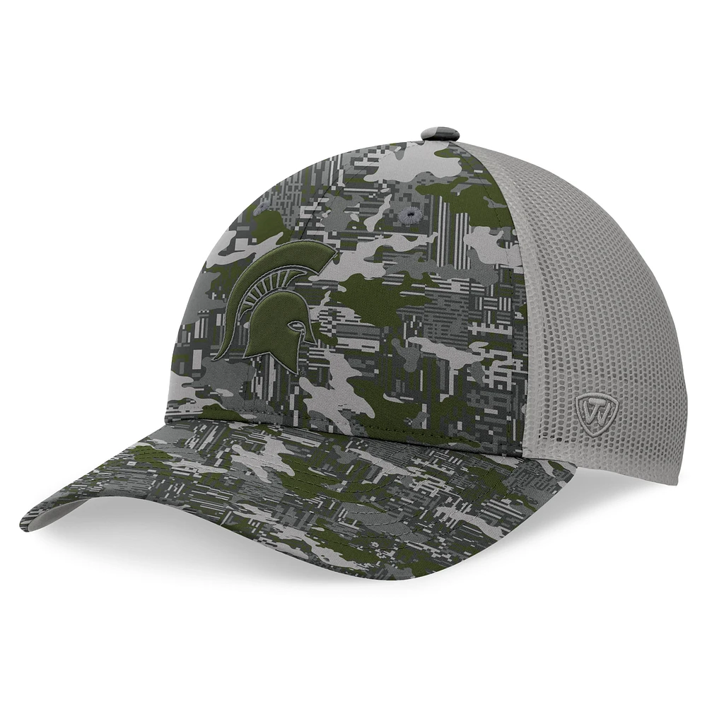 Men's Top of the World Camo Michigan State Spartans OHT Military Appreciation Pledge Trucker Camo Adjustable Hat