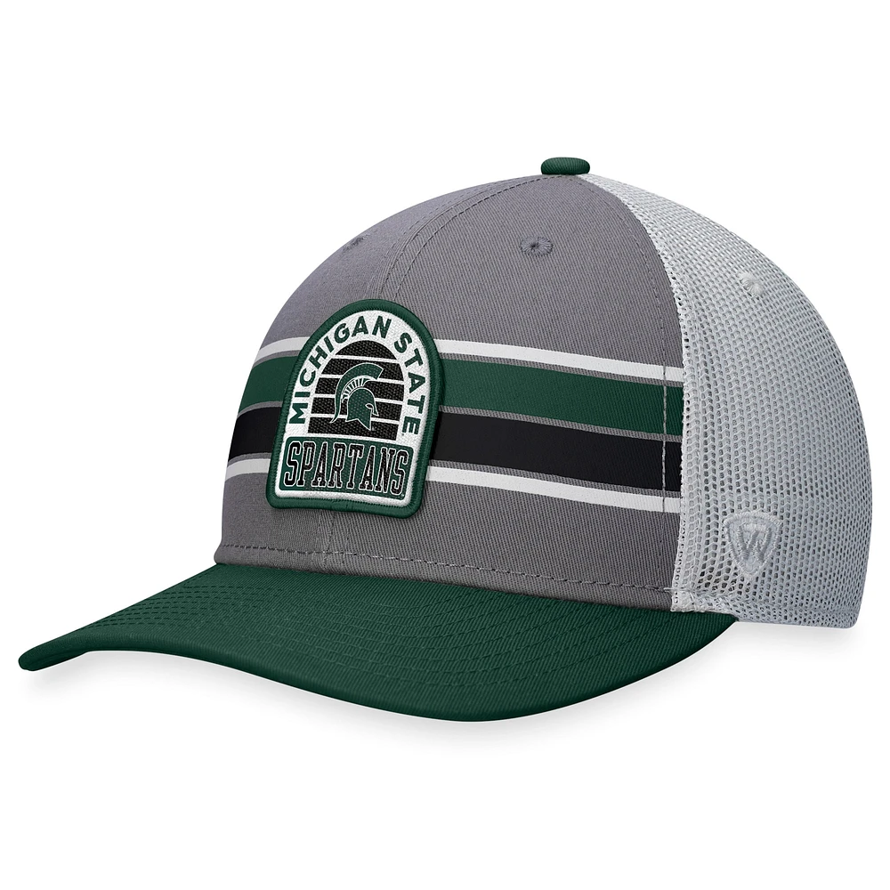 Casquette ajustable Top of the World Michigan State Spartans Aurora Trucker pour homme, gris/vert