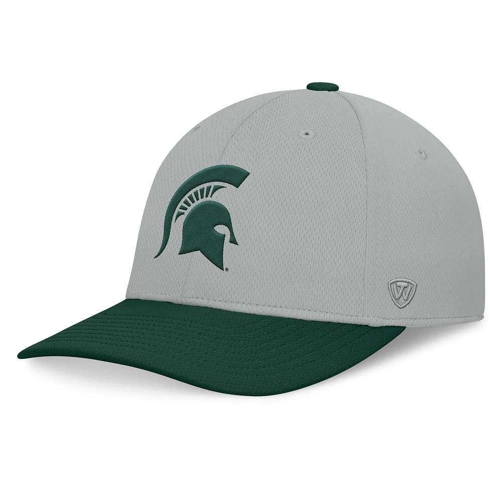 Men's Top of the World  Gray/Green Michigan State Spartans Mick Flex Hat