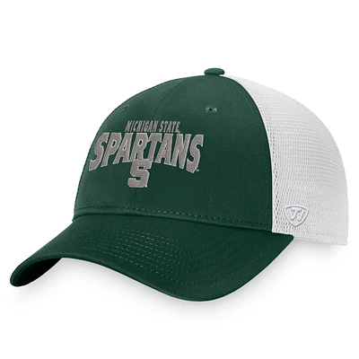 Casquette Snapback Top of the World vert/blanc Michigan State Spartans Breakout Trucker pour hommes