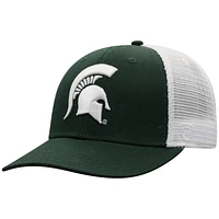 Casquette Snapback de camionneur Top of the World vert/blanc des Michigan State Spartans pour hommes