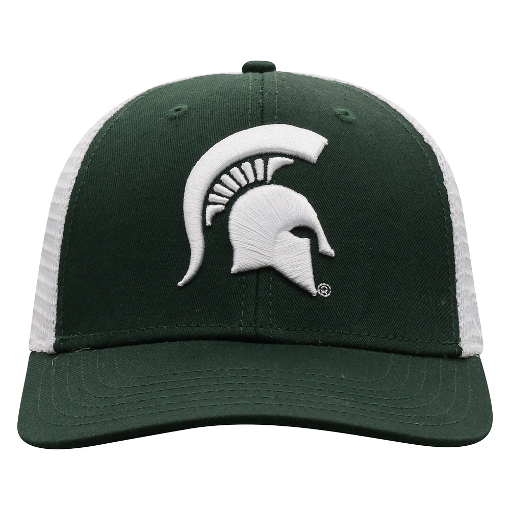 Casquette Snapback de camionneur Top of the World vert/blanc des Michigan State Spartans pour hommes