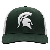 Men's Top of the World Green/White Michigan State Spartans Trucker Snapback Hat