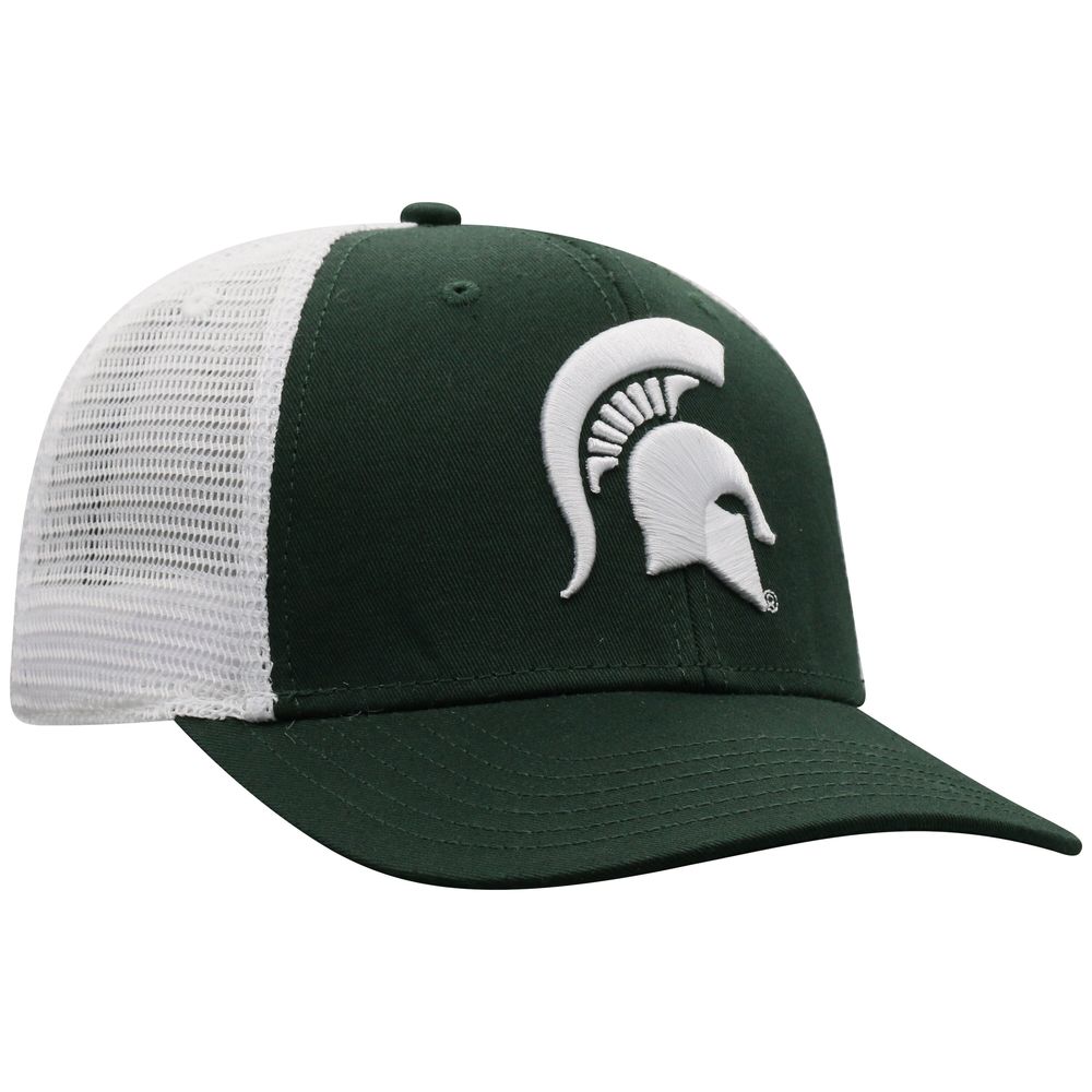 Men's Top of the World Green/White Michigan State Spartans Trucker Snapback Hat