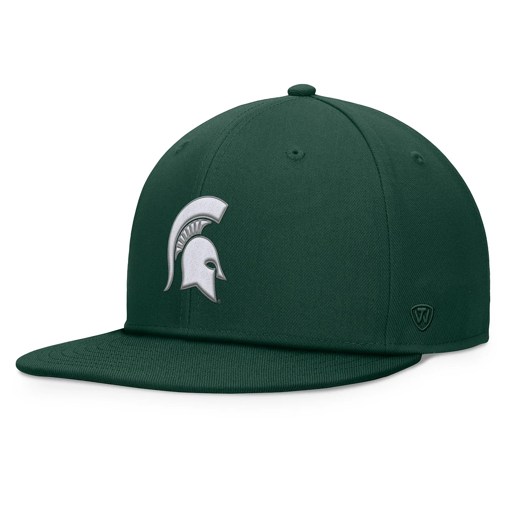 Casquette Snapback fondamentale Top of the World verte des Spartans de l'État du Michigan pour hommes