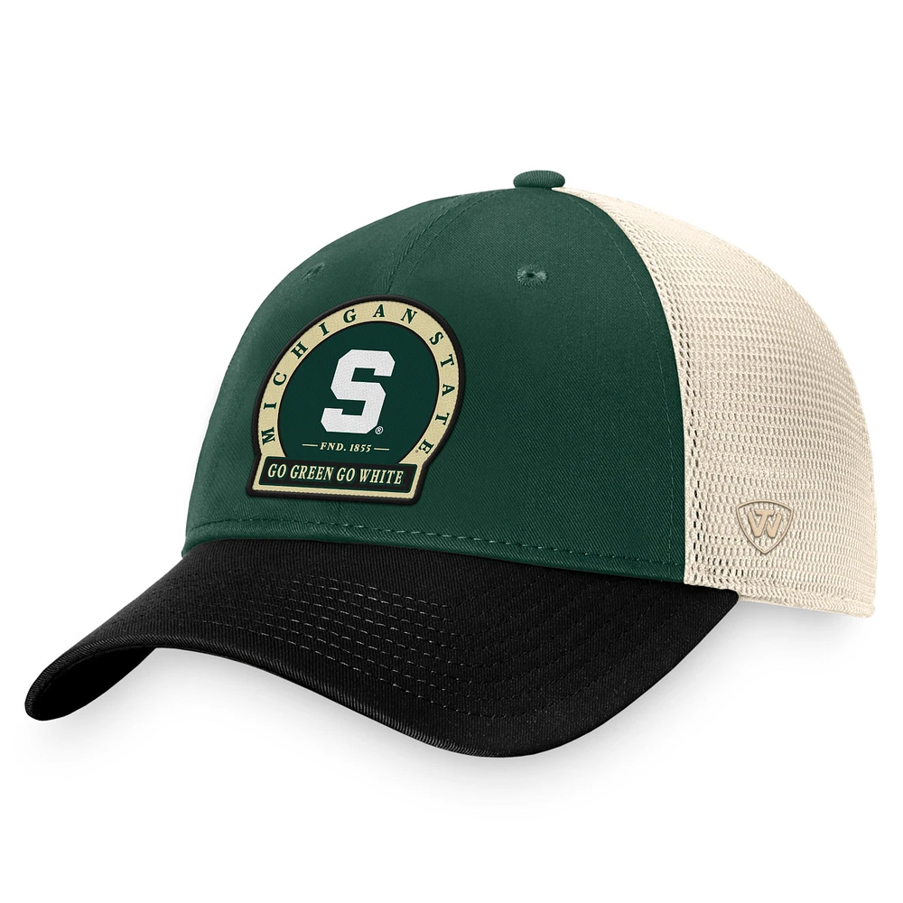 Casquette ajustable de camionneur raffiné Top of the World pour hommes, vert Michigan State Spartans