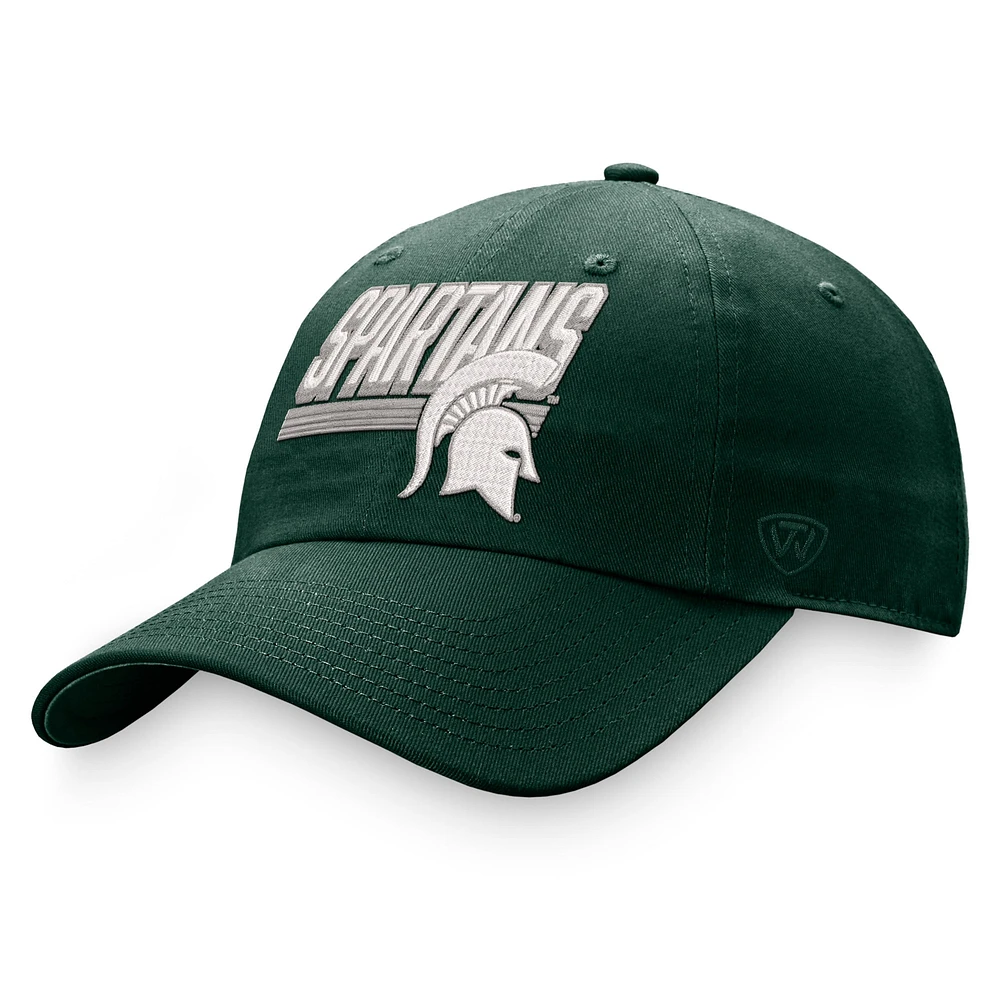 Casquette réglable Top of the World verte Michigan State Spartans Slice pour hommes