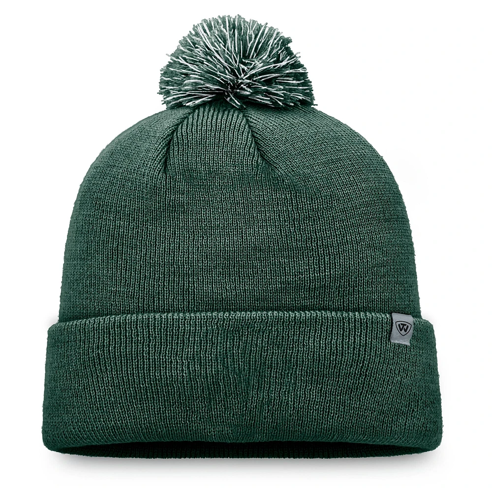 Men's Top of the World Green Michigan State Spartans Team Logo Cuffed Knit Hat with Pom
