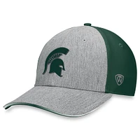 Men's Top of the World Heather Gray/Green Michigan State Spartans Merge Flex Hat