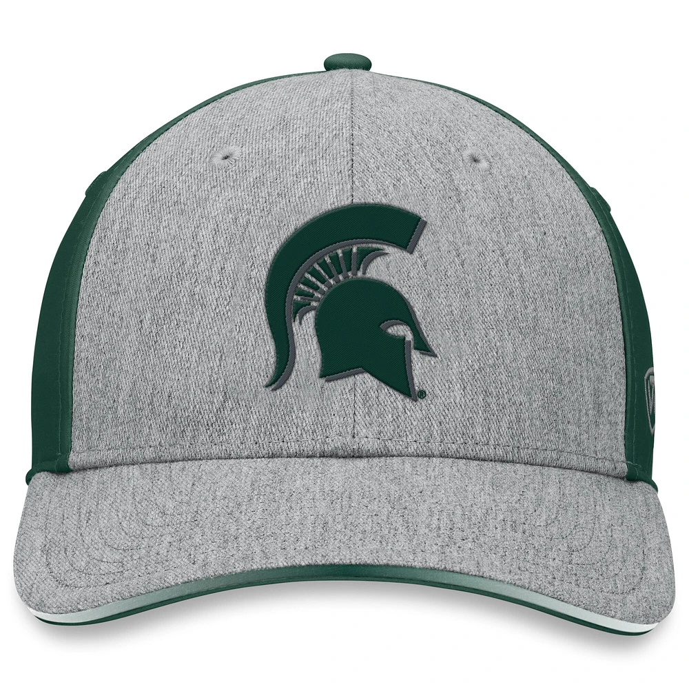 Men's Top of the World Heather Gray/Green Michigan State Spartans Merge Flex Hat