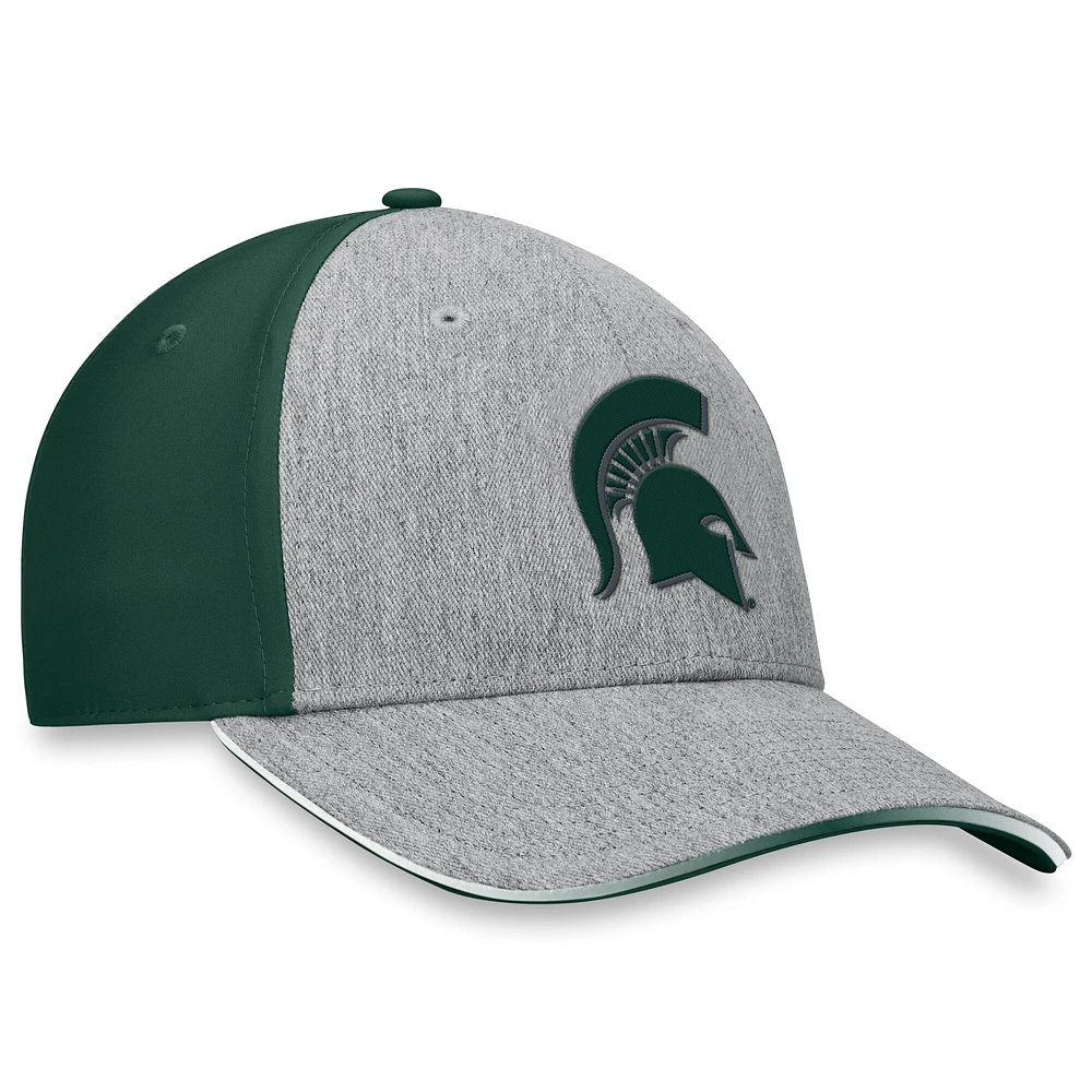 Men's Top of the World Heather Gray/Green Michigan State Spartans Merge Flex Hat