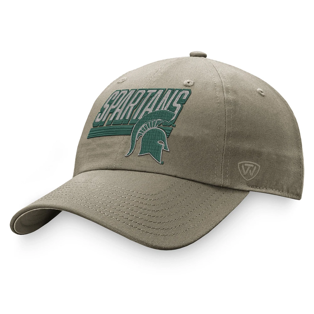 Casquette réglable Top of the World kaki Michigan State Spartans Slice pour hommes