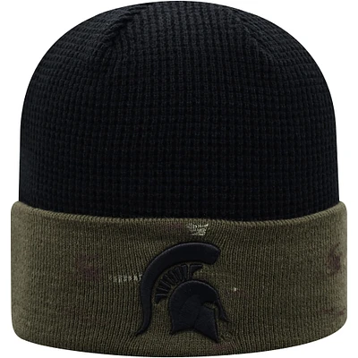 Top of the World Olive/Black Michigan State Spartans OHT Military Appreciation Skully Cuffed Knit Hat pour hommes