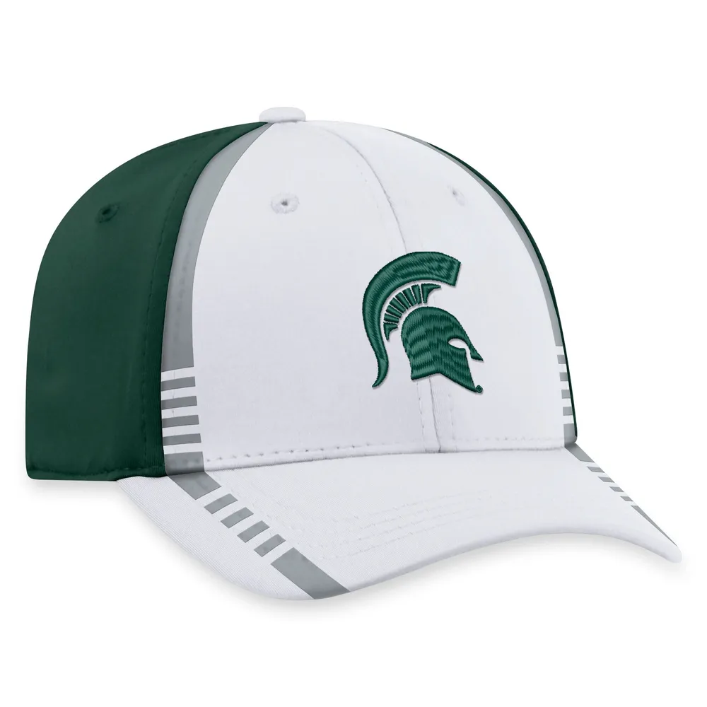 Casquette flexible emblématique Top of the World pour hommes, blanc/vert, Michigan State Spartans