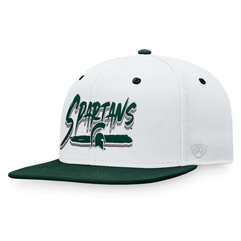 Casquette Snapback Top of the World pour hommes, blanc/vert, Michigan State Spartans Sea