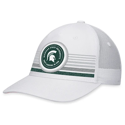 Men's Top of the World White Michigan State Spartans Top Trace Trucker Snapback Hat