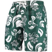 Men's Wes & Willy Green Michigan State Spartans Floral Volley Swim Trunks