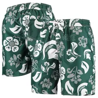 Maillot de bain à motif floral Wes & Willy Green Michigan State Spartans pour hommes