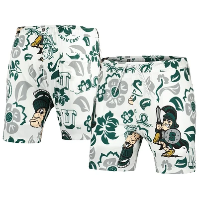 Men's Wes & Willy  White Michigan State Spartans Vault Tech Swimming Trunks