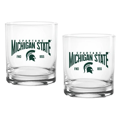 Ensemble de deux verres à whisky Established Rocks de 14 oz des Spartans de l'État du Michigan