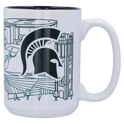 Michigan State Spartans 15 oz. Tasse d'art de ligne de campus