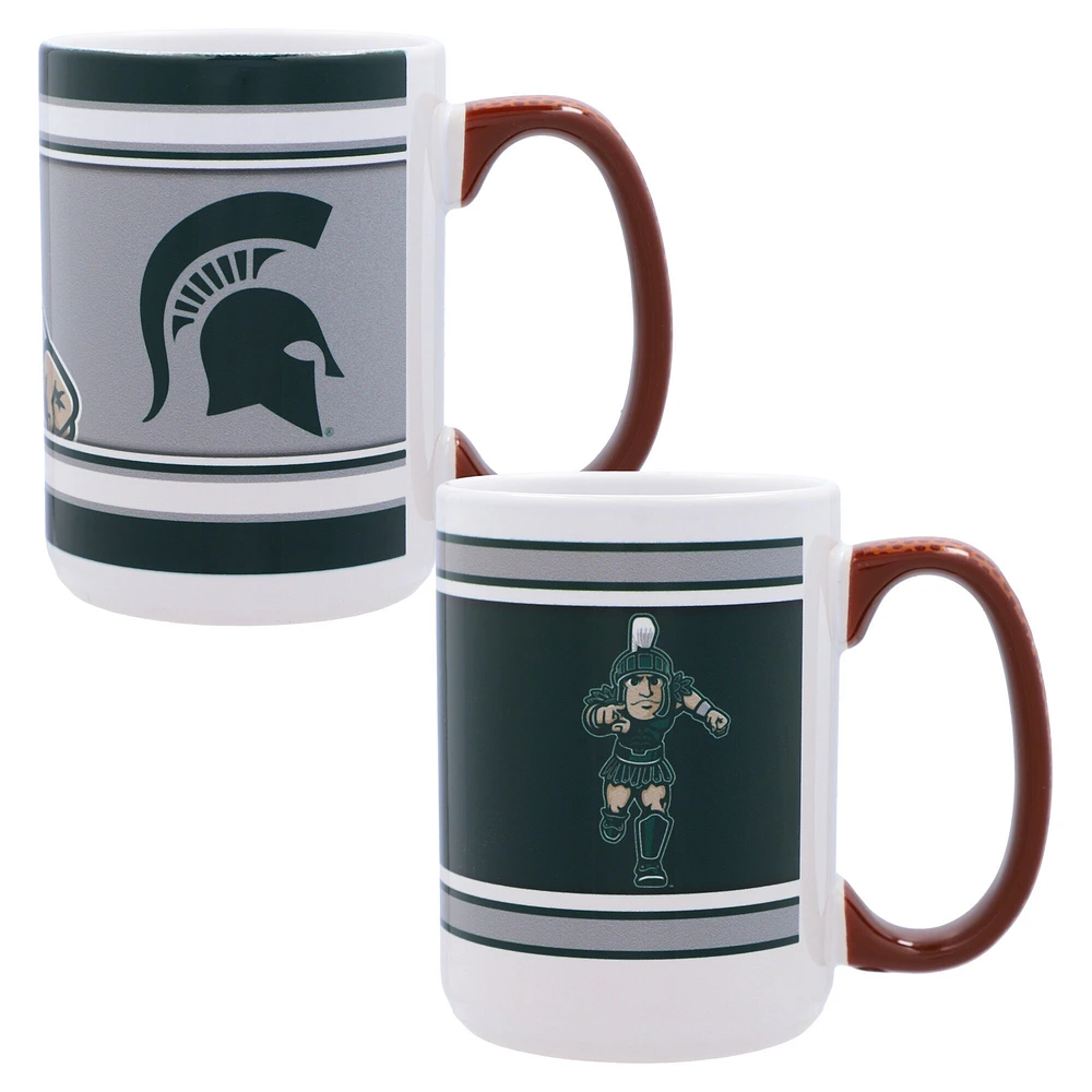 Spartiates de l'État du Michigan 15oz. Ensemble de 2 tasses Home & Away