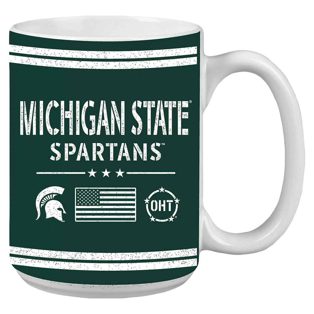 Spartiates de l'État du Michigan 15oz. Tasse d’appréciation militaire OHT