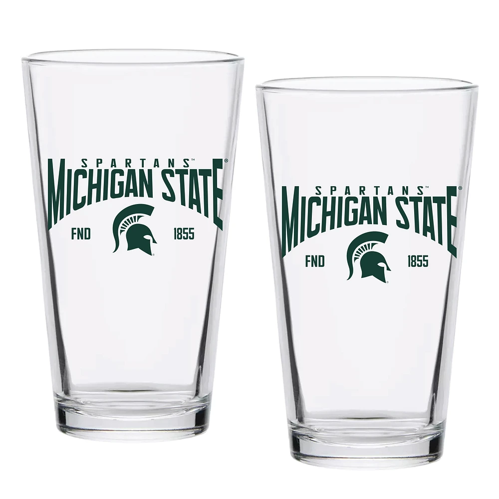 Ensemble de deux verres à pinte de 16 oz des Spartans de l'État du Michigan