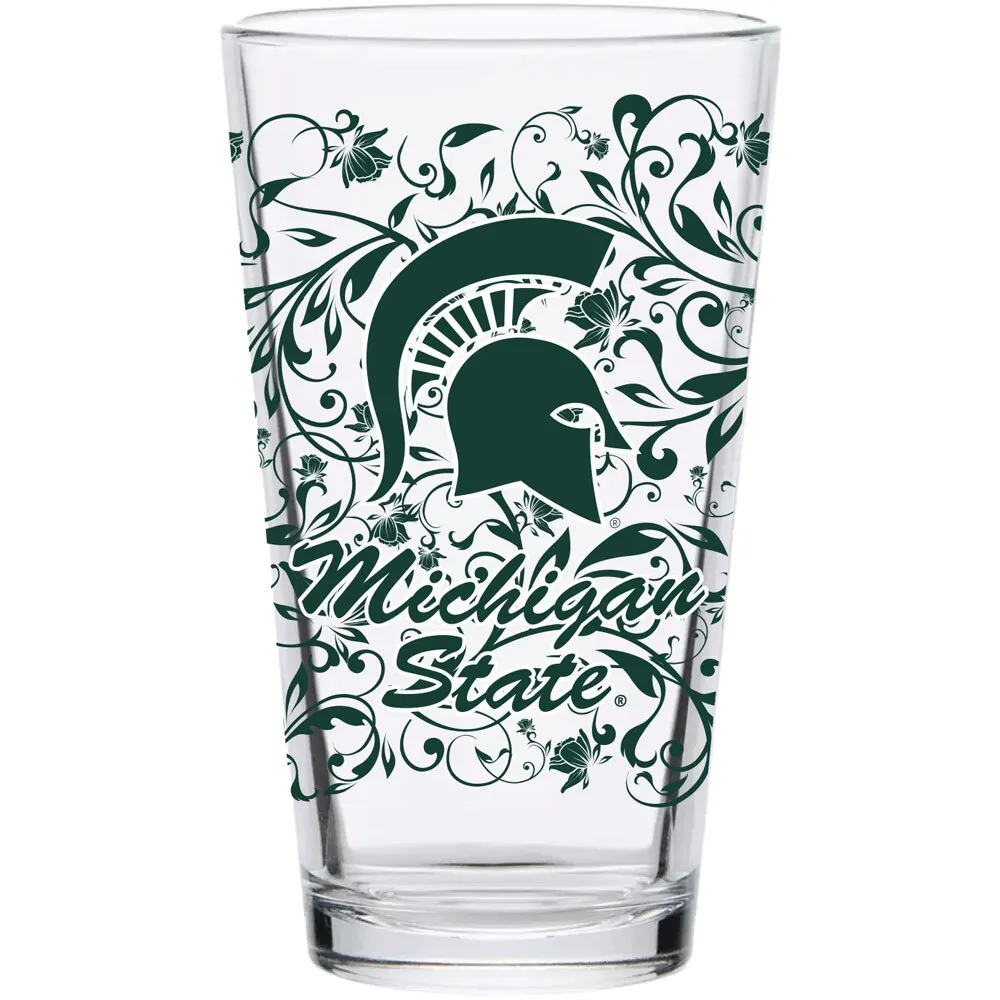 Michigan State Spartans 16 oz. Verre à pinte floral