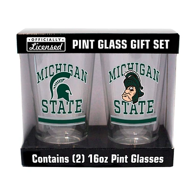 Spartiates de l'État du Michigan 16oz. Verre à pinte, paquet de deux