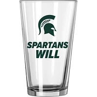 Michigan State Spartans 16 oz. Verre à pinte à slogan d'équipe