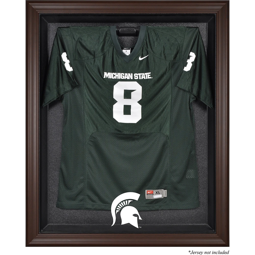 Vitrine de présentation du maillot encadré marron des Spartans de l'État du Michigan
