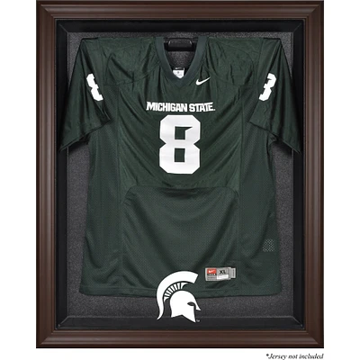 Vitrine de présentation du maillot encadré marron des Spartans de l'État du Michigan