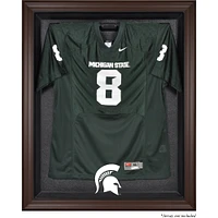 Vitrine de présentation du maillot encadré marron des Spartans de l'État du Michigan