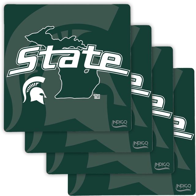 Ensemble de quatre sous-verres spécialisés Michigan State Spartans