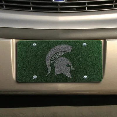 Michigan State Spartans Glitter License Plate - Green