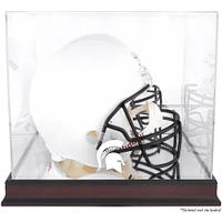 Vitrine de présentation du casque avec logo de l'équipe de base en acajou des Spartans de l'État du Michigan et dos en miroir
