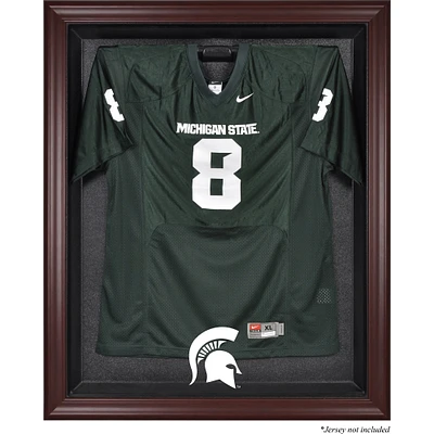 Vitrine de présentation du maillot avec logo encadré en acajou des Spartans de l'État du Michigan