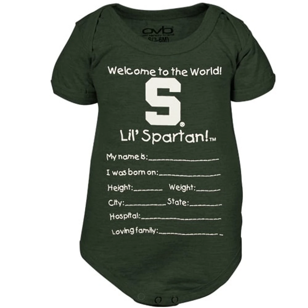 Michigan State Spartans Nouveau-né Bienvenue dans le World Creeper - Vert