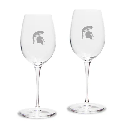 Michigan State Spartans Primary Team Logo 12oz. 2-Piece Luigi Bormioli Titanium White Wine Glass Set