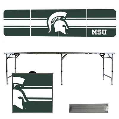Michigan State Spartans Striped Design 8' Portable Folding Tailgate Table