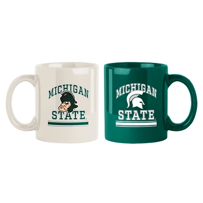 Lot de deux tasses colorées de 15 oz des Spartans de l'État du Michigan