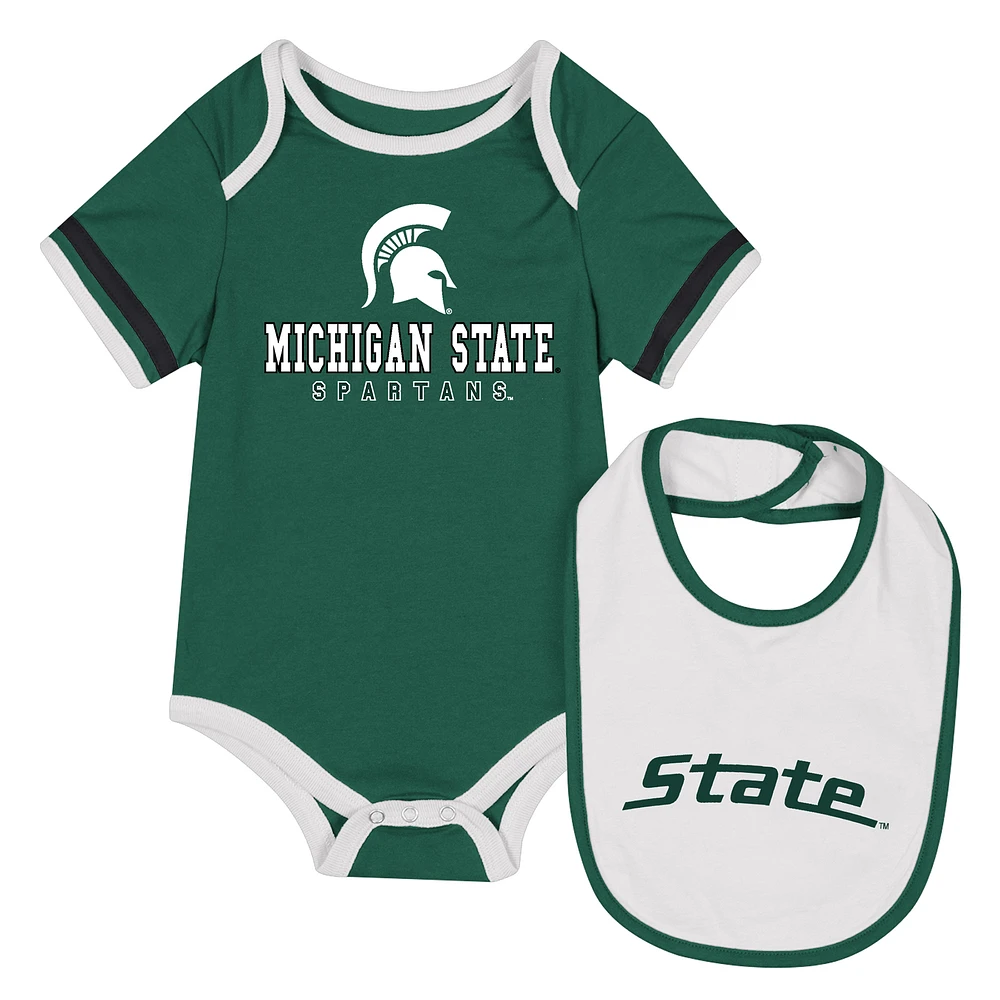 Ensemble body et bavoir vert Colosseum Michigan State Spartans pour nouveau-né bébé
