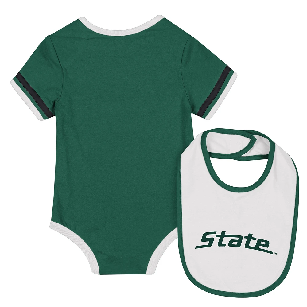 Ensemble body et bavoir vert Colosseum Michigan State Spartans pour nouveau-né bébé