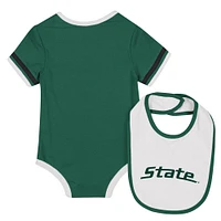 Ensemble body et bavoir vert Colosseum Michigan State Spartans pour nouveau-né bébé