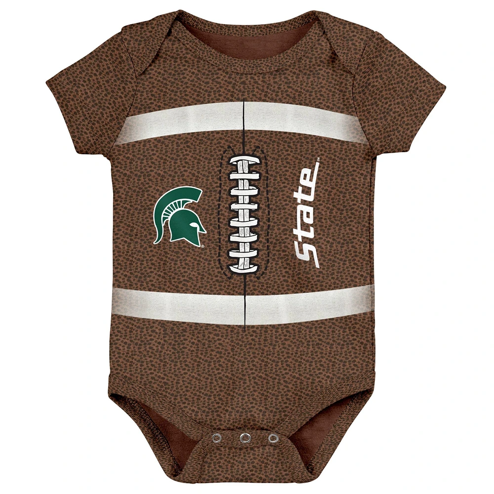 Body de football marron Michigan State Spartans Catch Me pour nouveau-né et bébé