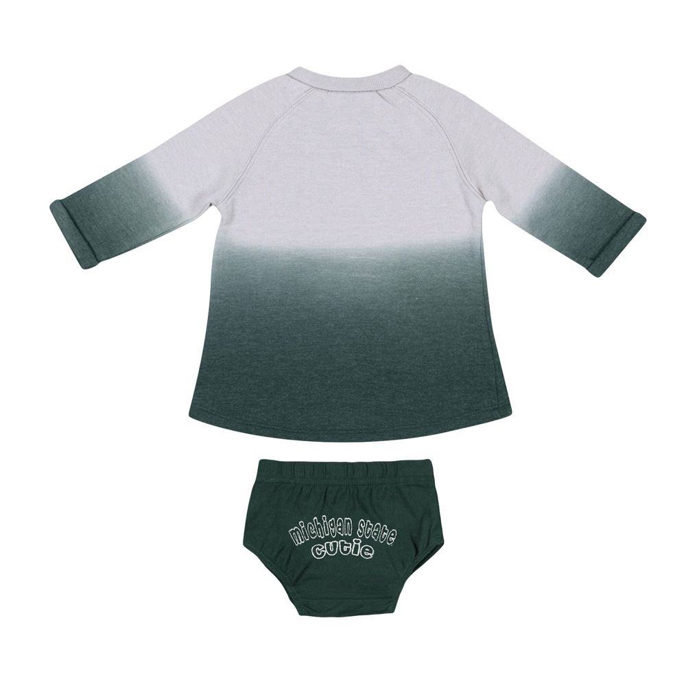 Newborn & Infant Colosseum Gray/Green Michigan State Spartans Hand Ombre Dress Bloomers Set